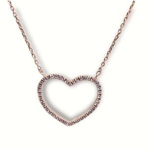 Fresh & Co Rose Gold Cubic Zirconia Paved Heart Pendant Necklace